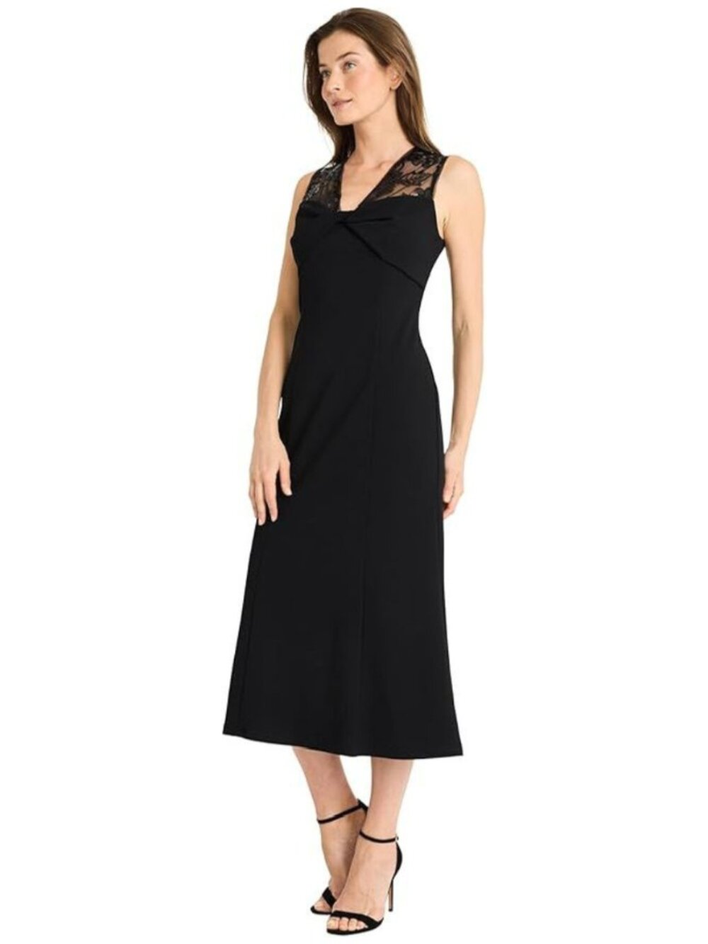 Maggy London Lace Trim A-Line Dress Black Women's Size 2